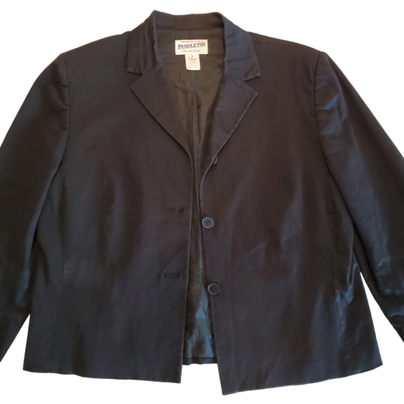 Pendleton Women's Jacket Blazer Lined Three Button Cotton Spandex Black Size 12 - Picture 7 of 13